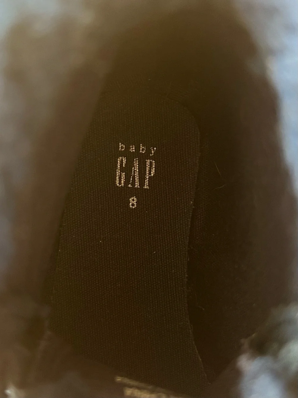 Baby Gap Moc Toe Boots Navy Blue Faux Fur Fleece Trim Lace Up Booties Sz 8 NWOT